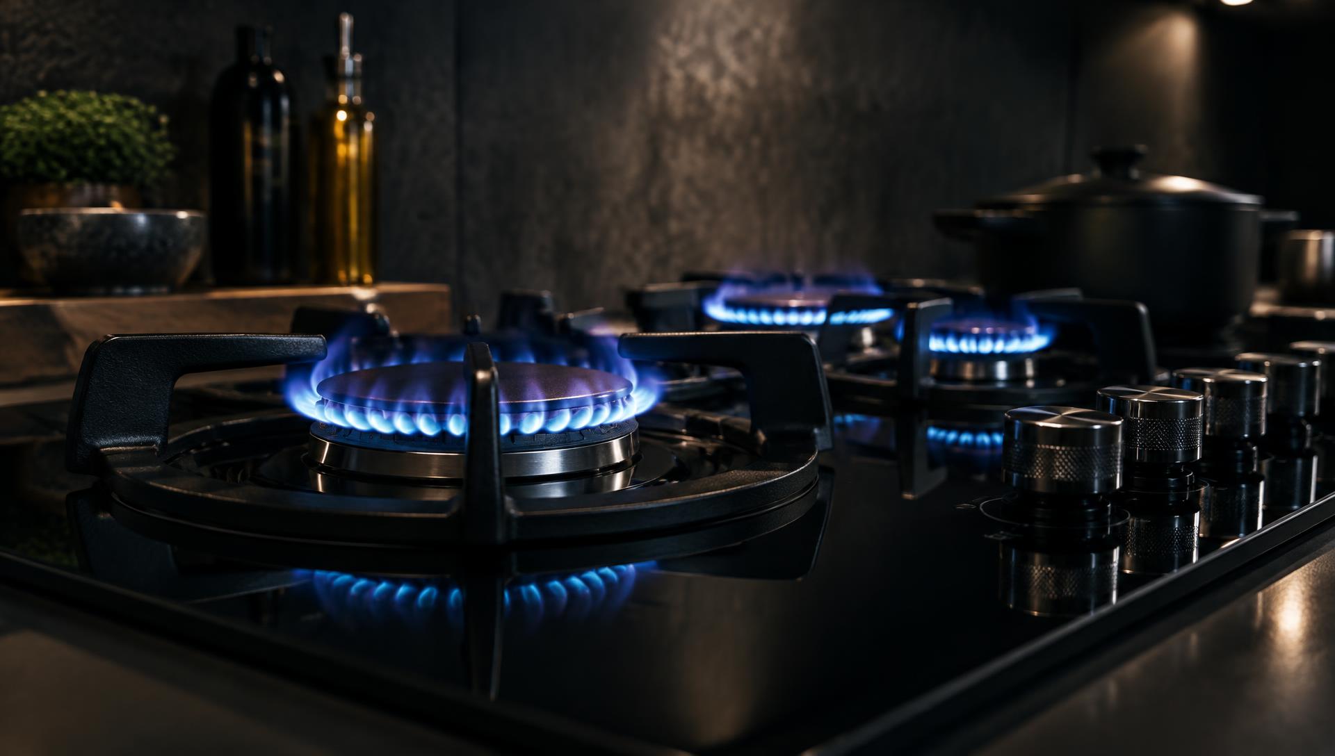 Gas cooktop with blue flames